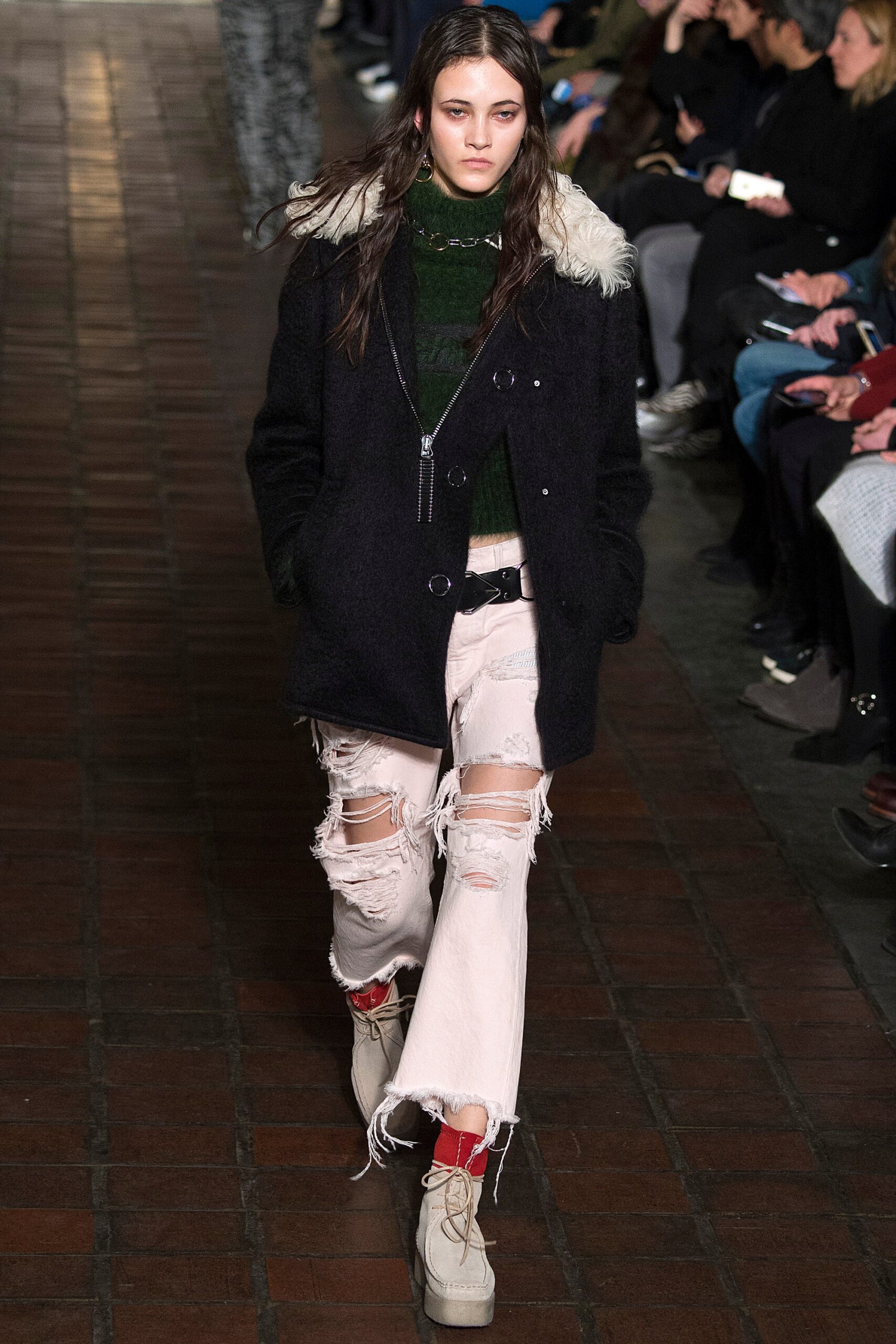 white denim fitted distressed pants