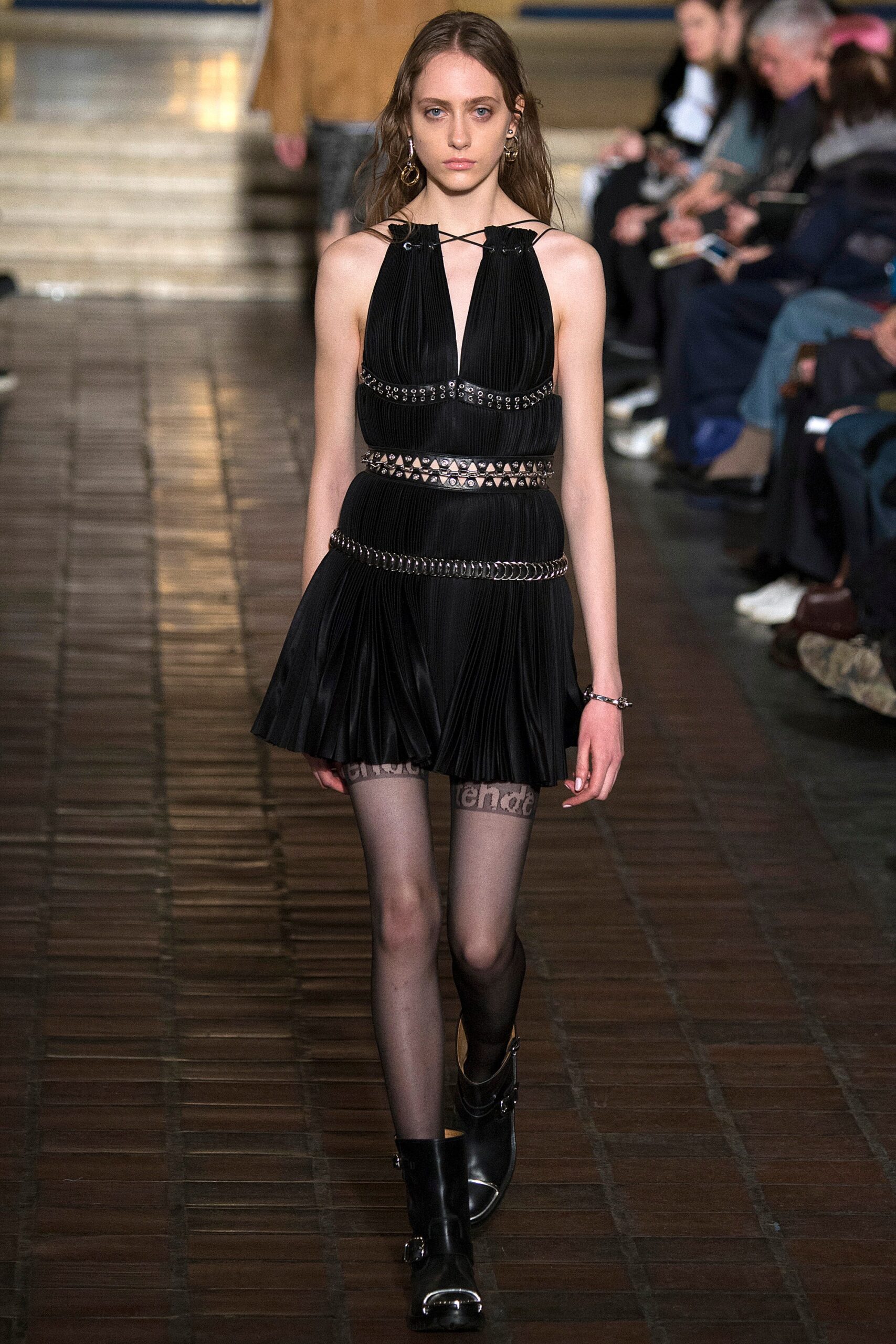 black silk sleeveless mini dress