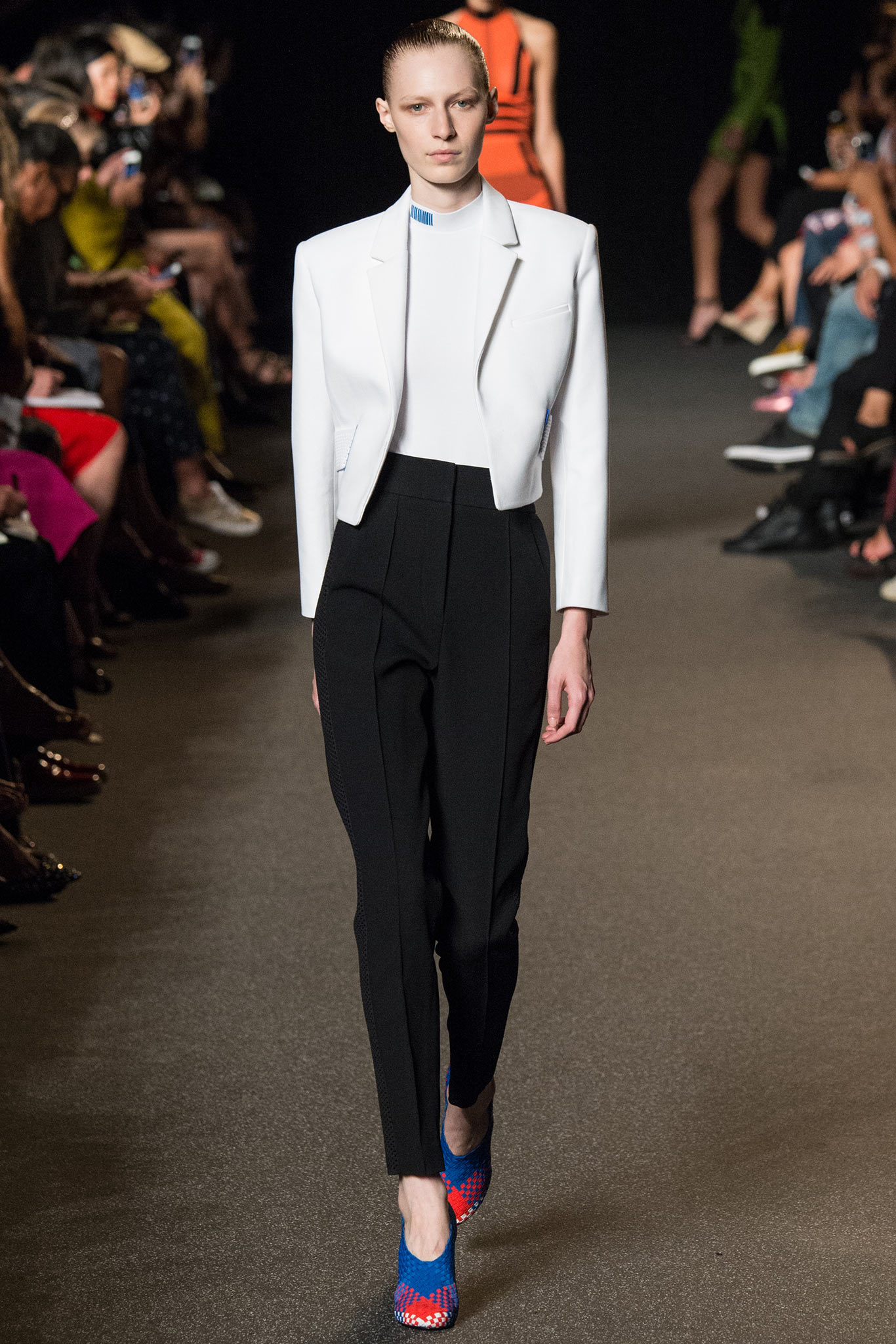 black high-neck sleeveless fitted top