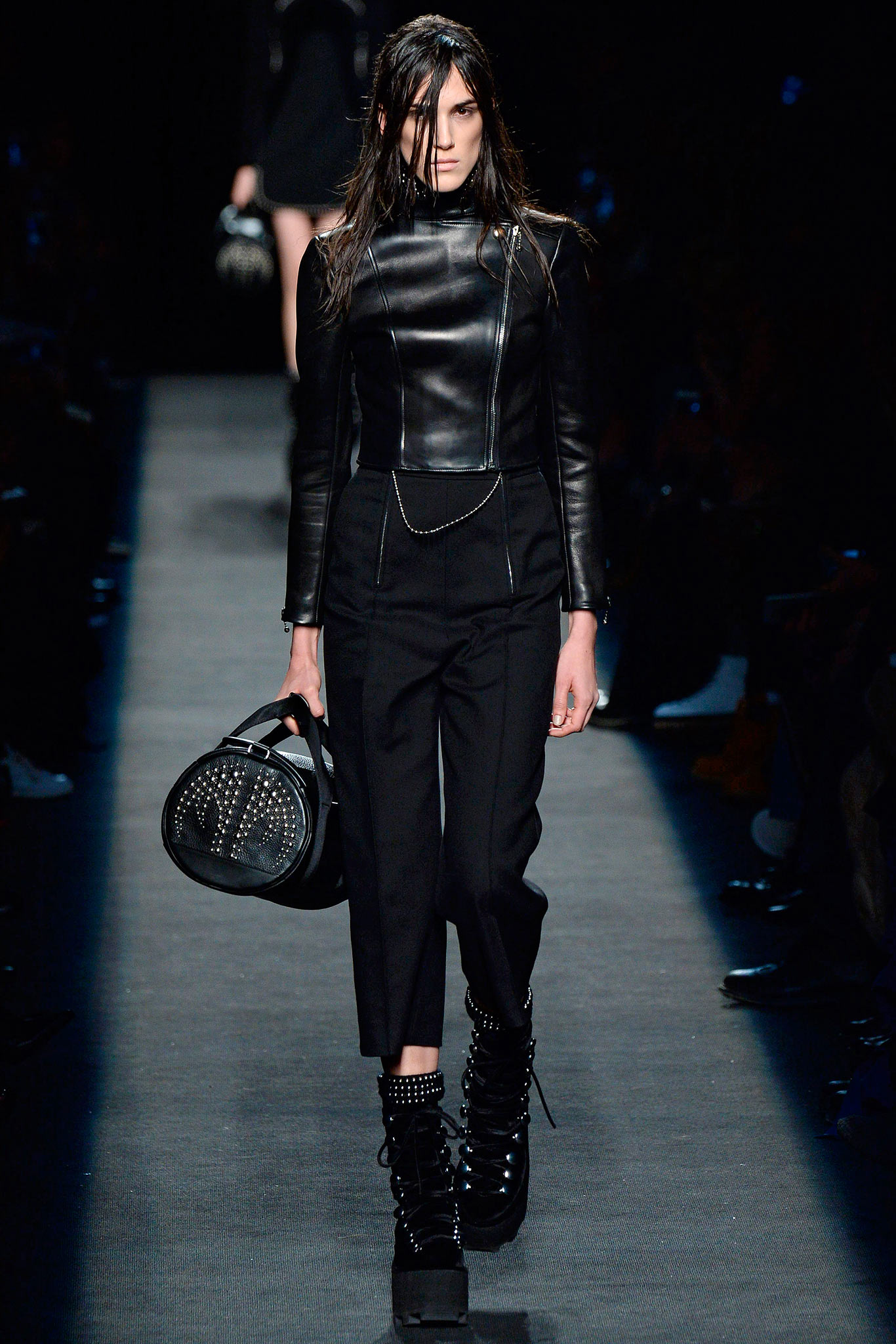 black leather embellished bag