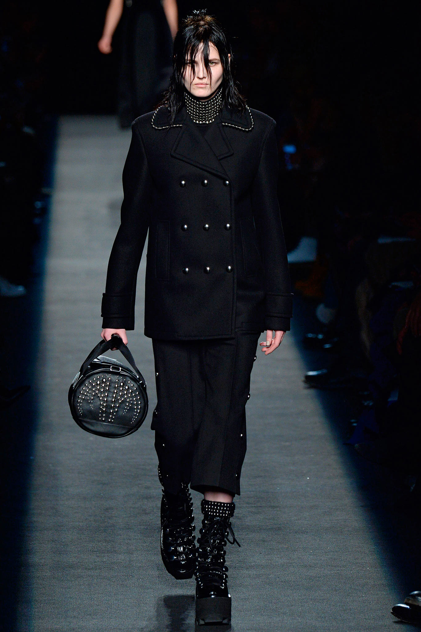 black leather embellished bag
