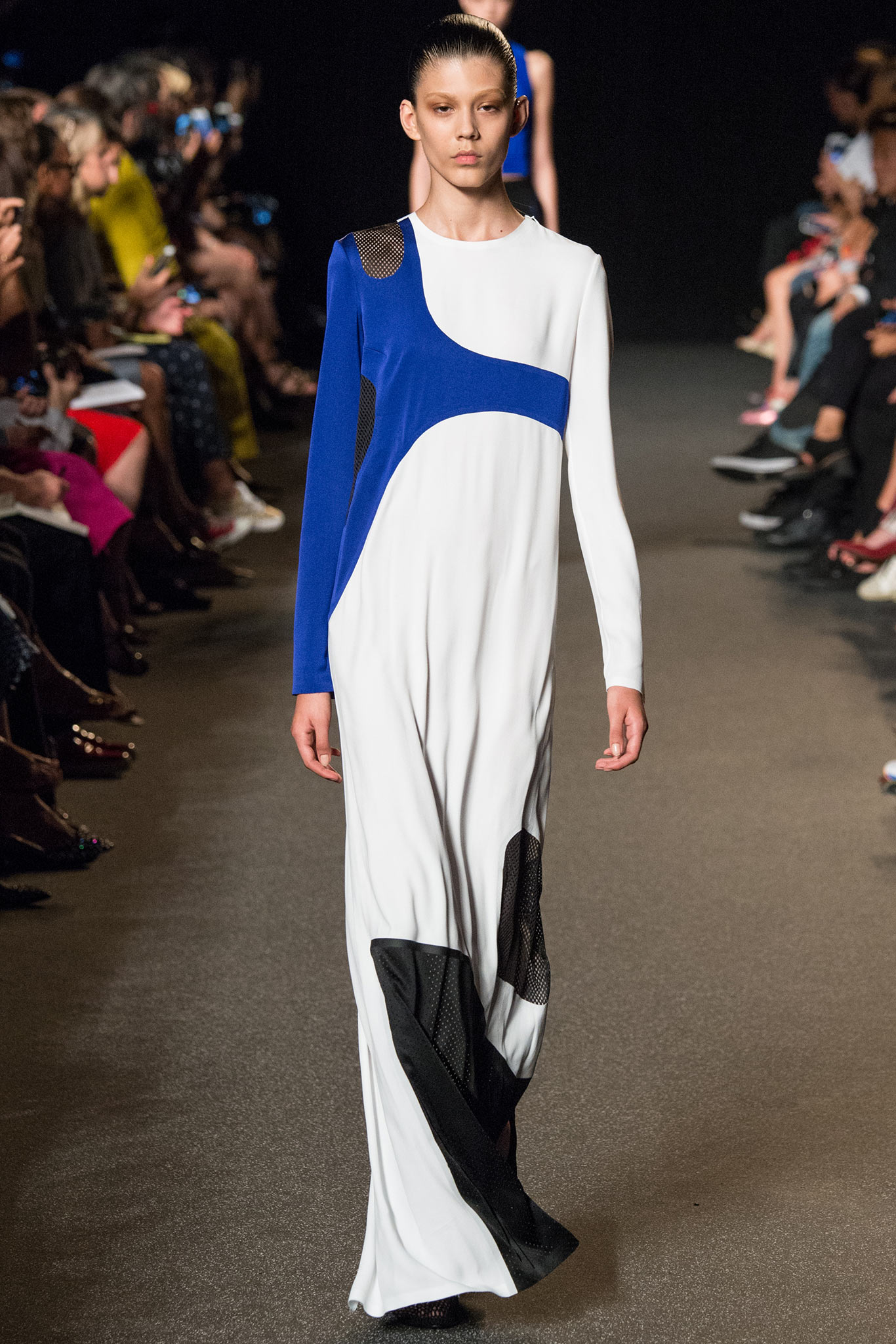 fitted color-blocked maxi dress