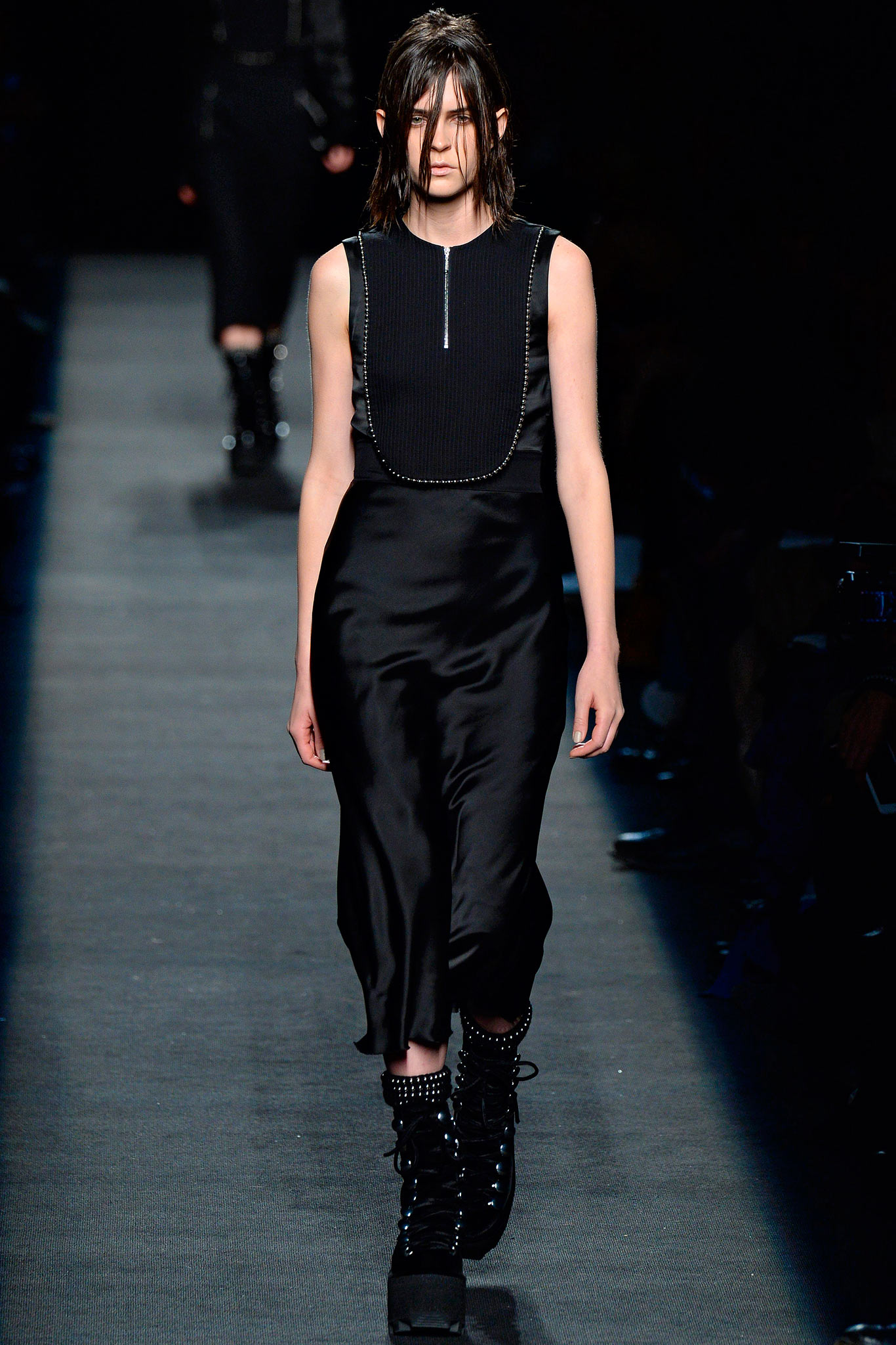 black silk sleeveless dress