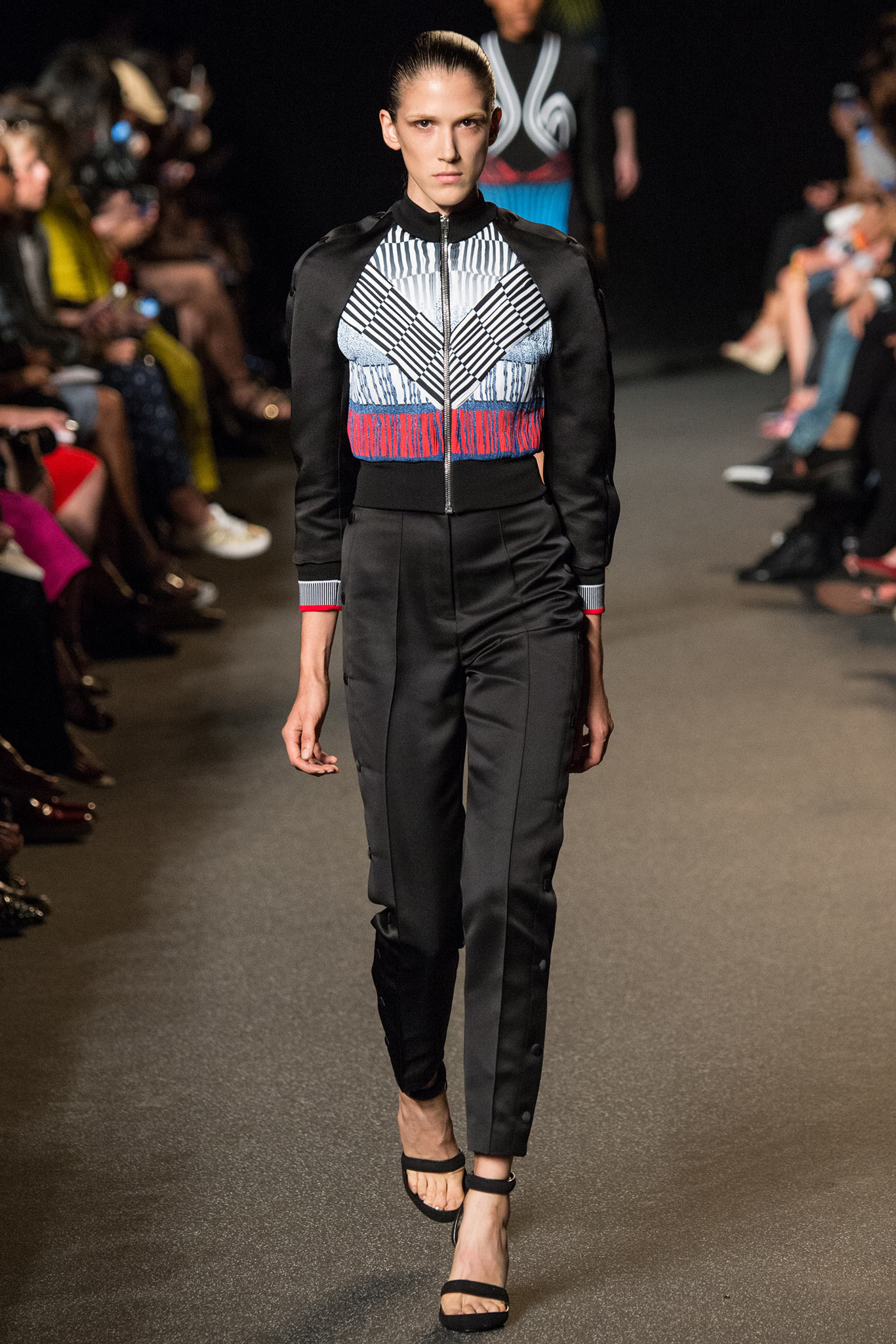 black fitted jumpsuit with embroidery