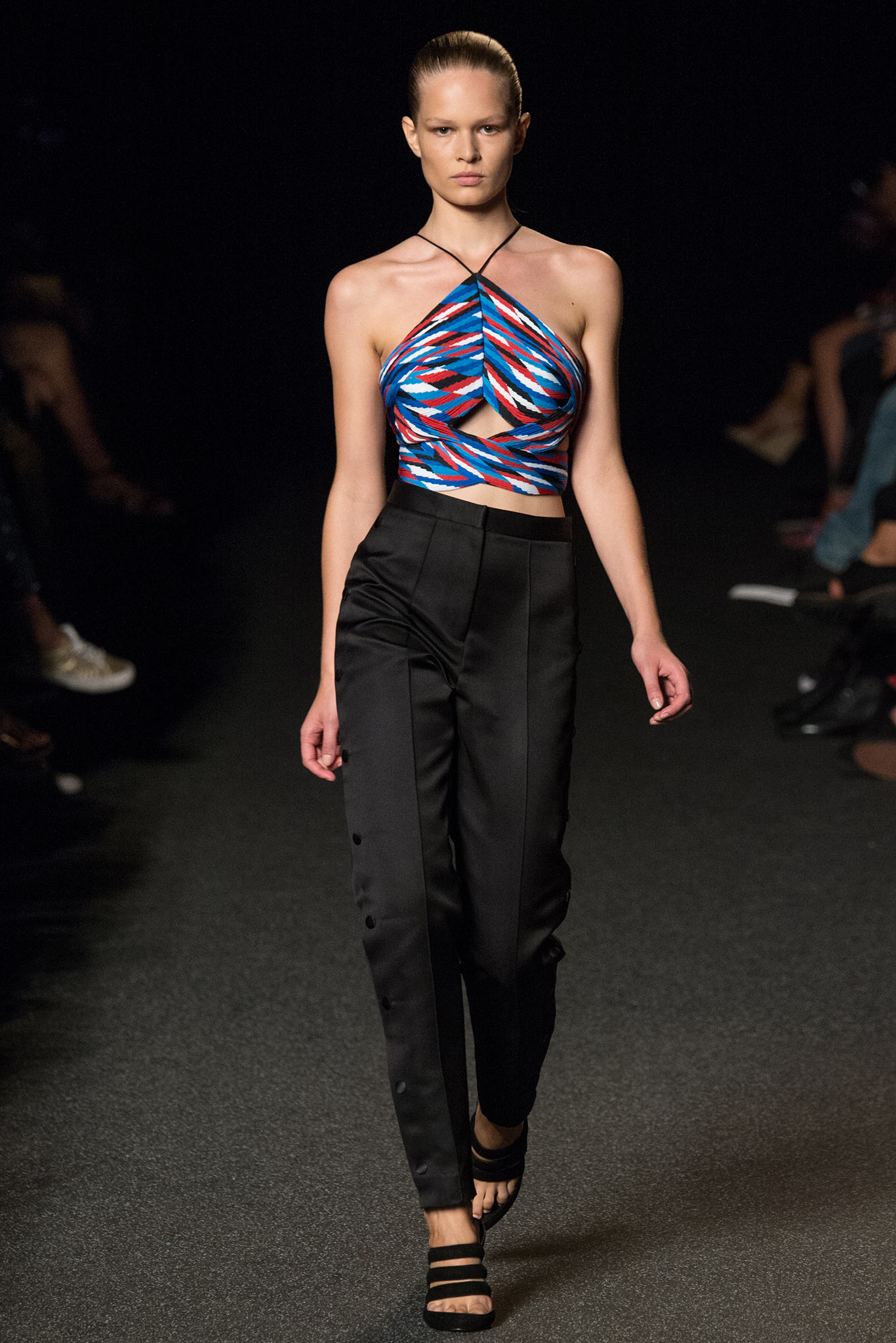 fitted halter top and slim pants
