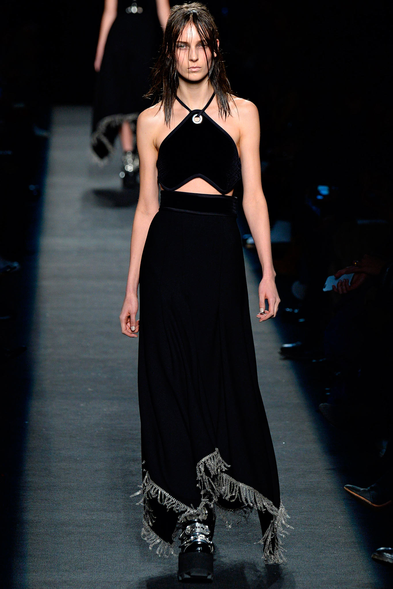 black silk halter dress
