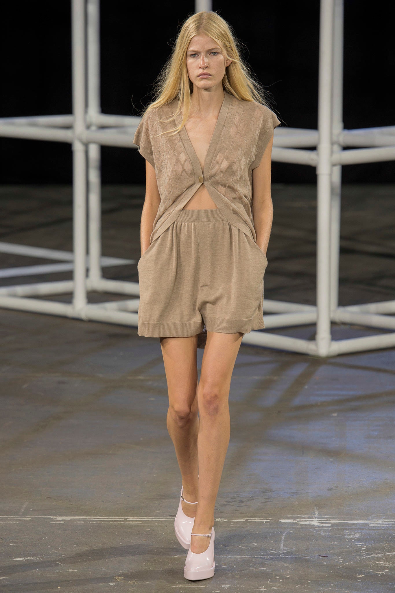 beige relaxed sleeveless romper