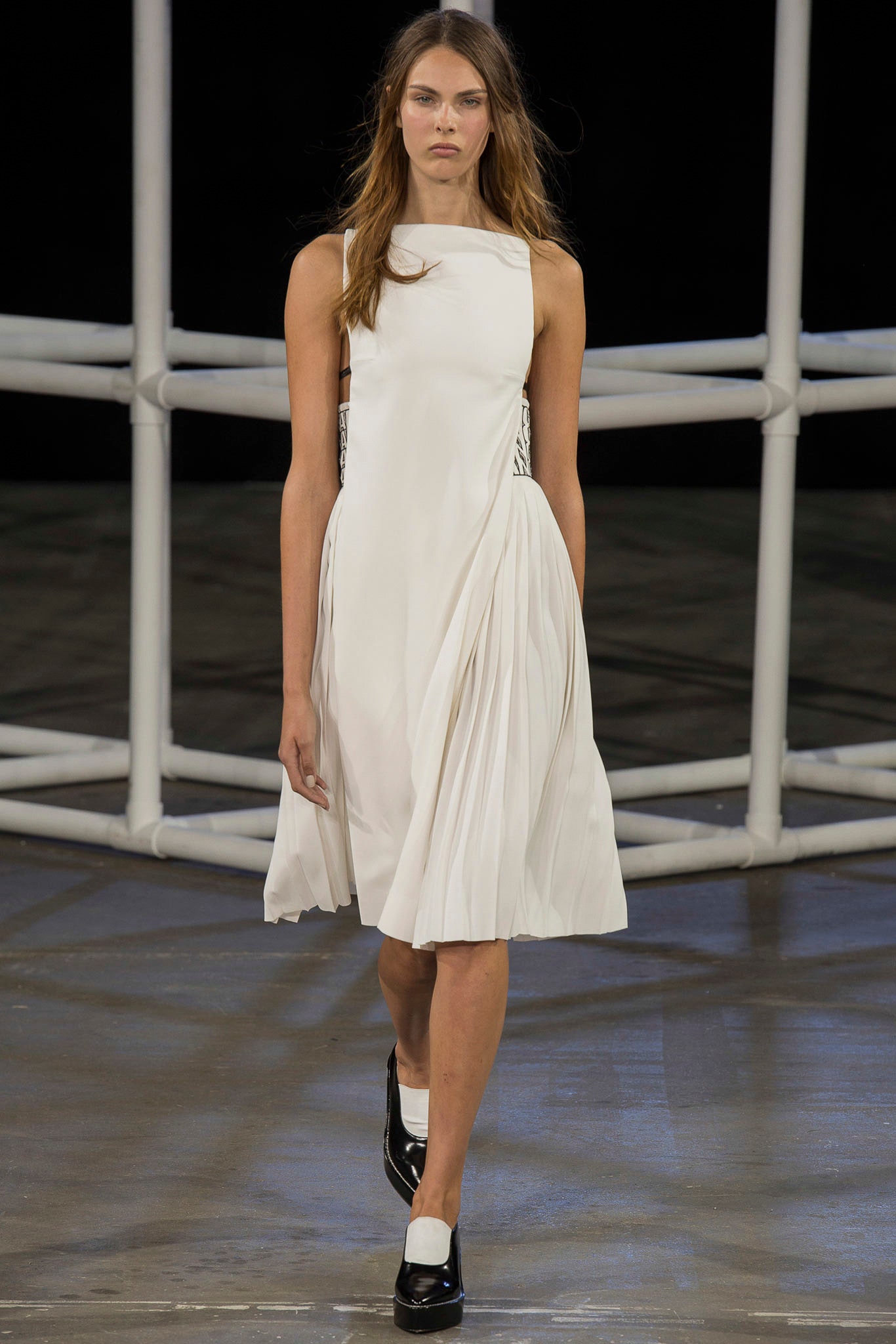 white silk sleeveless dress