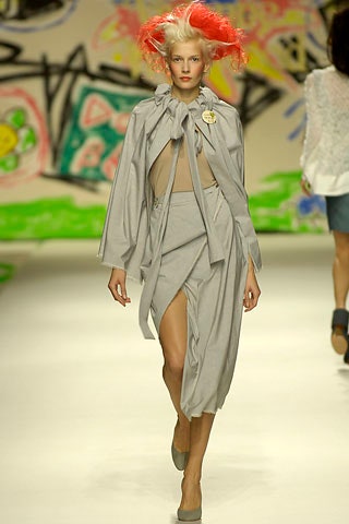 gray draped midi dress and oversized cape