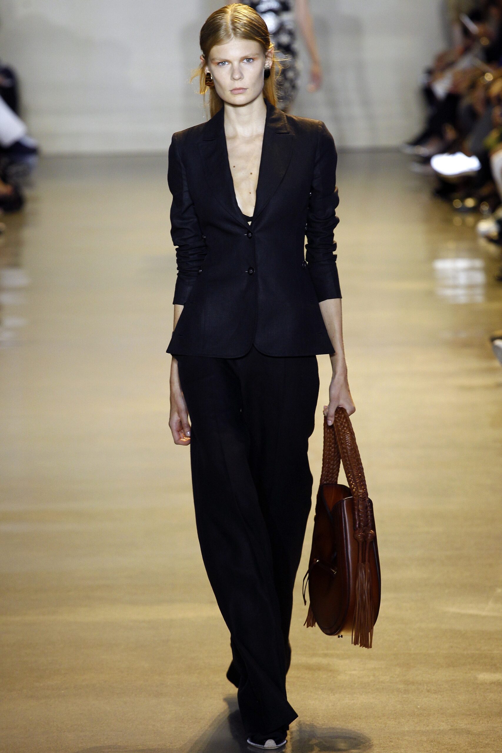brown leather fringed bag