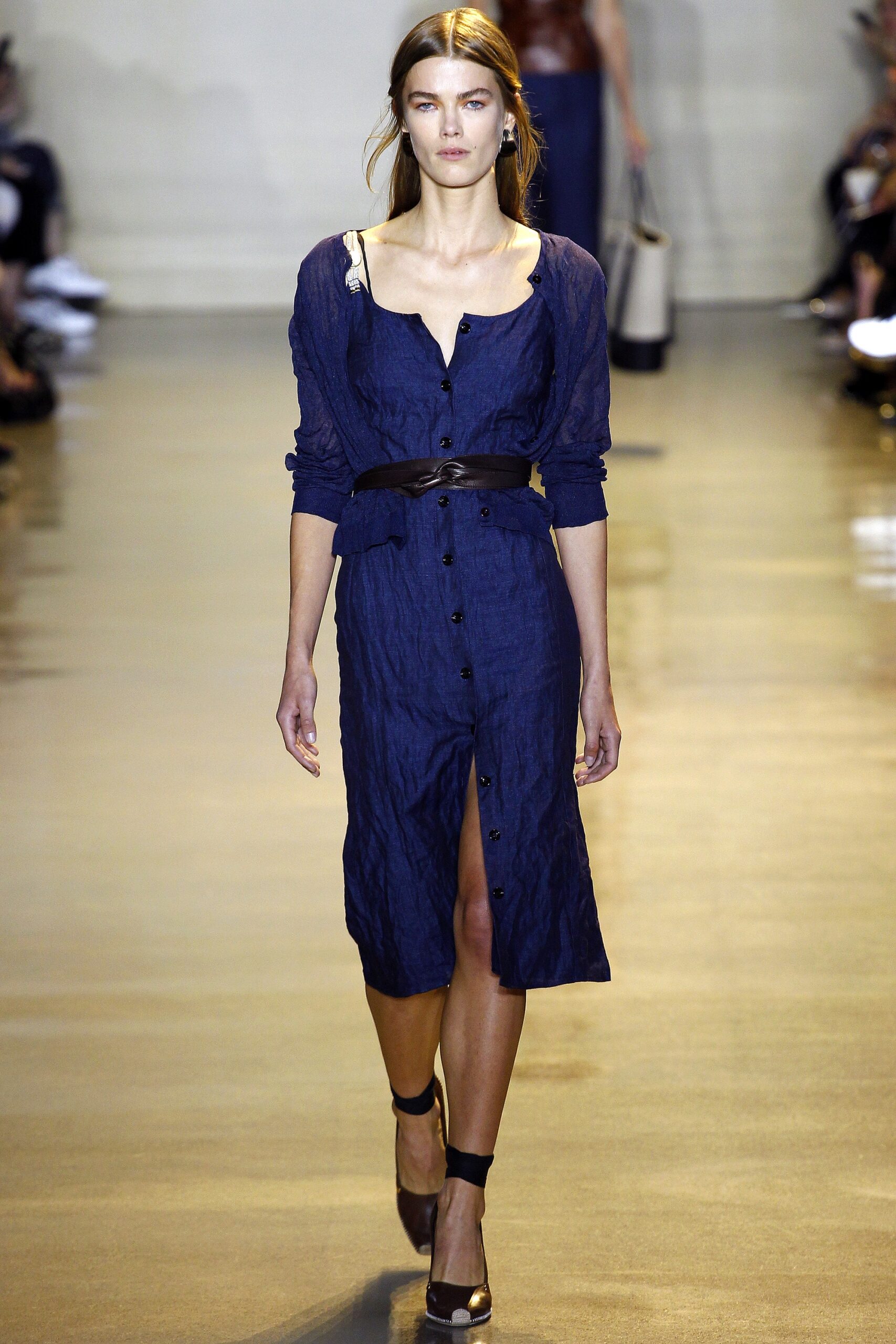 blue cotton fitted dress