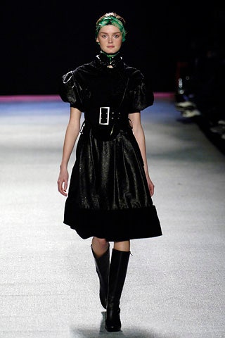black silk pleated dress with boots