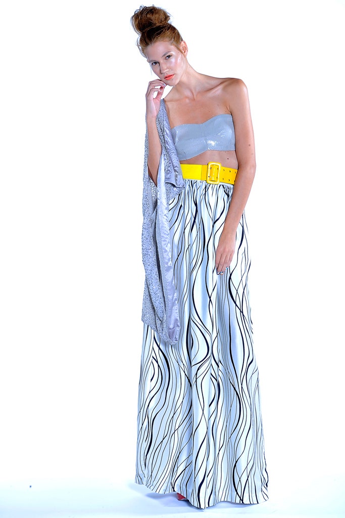 gray silk long-sleeve relaxed draped cape