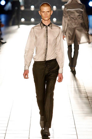 white silk long-sleeve collared fitted buttoned shiny shirt