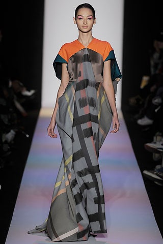gray silk flowing gown