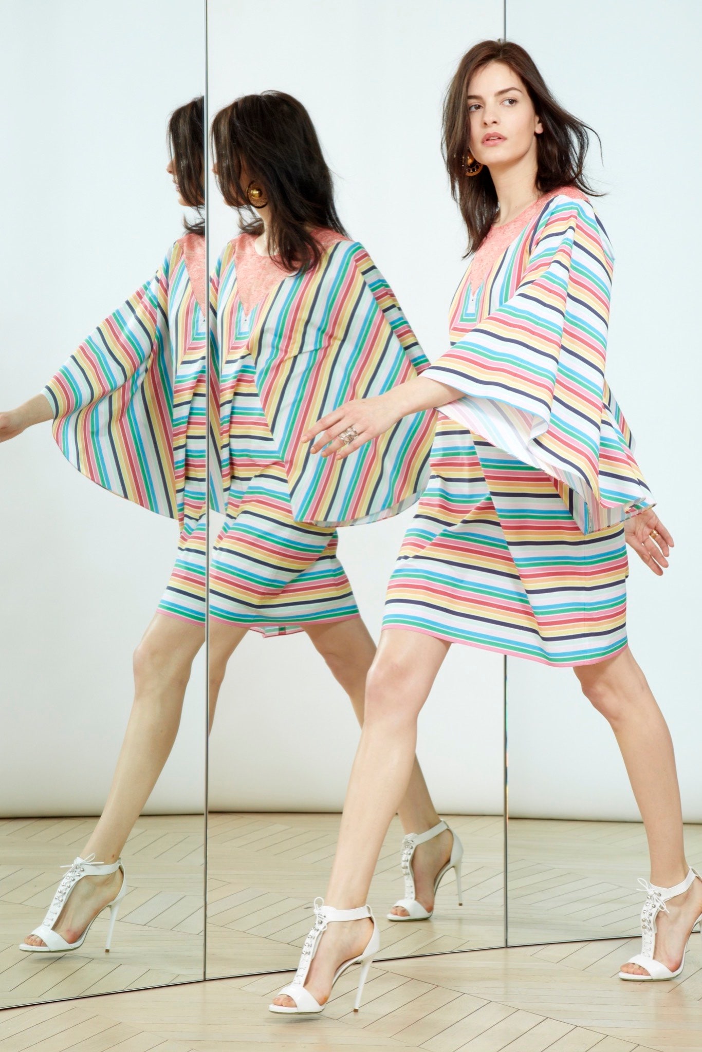 striped short dress with heels