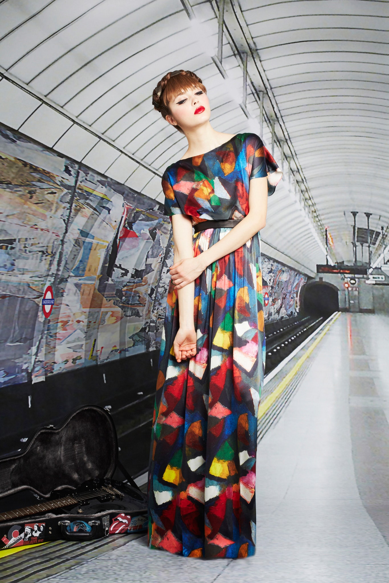 multi-colored silk gown