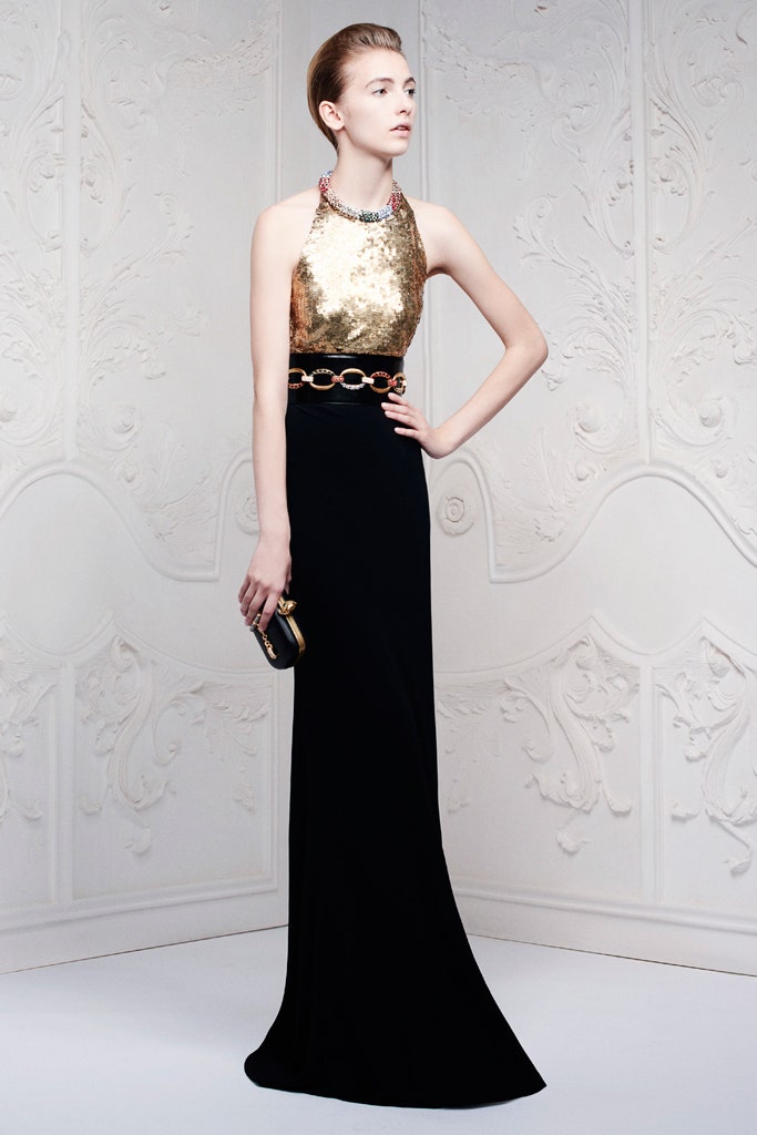 black and gold sequined gown