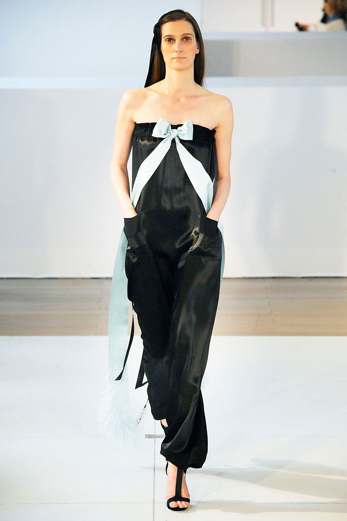 black silk strapless jumpsuit