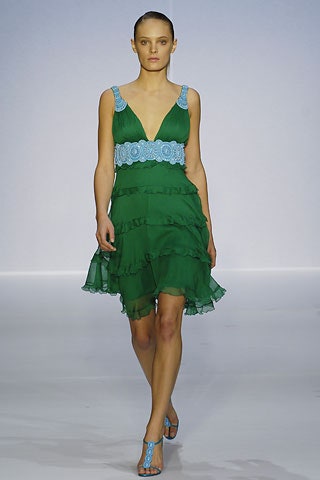 green ruffled mini dress