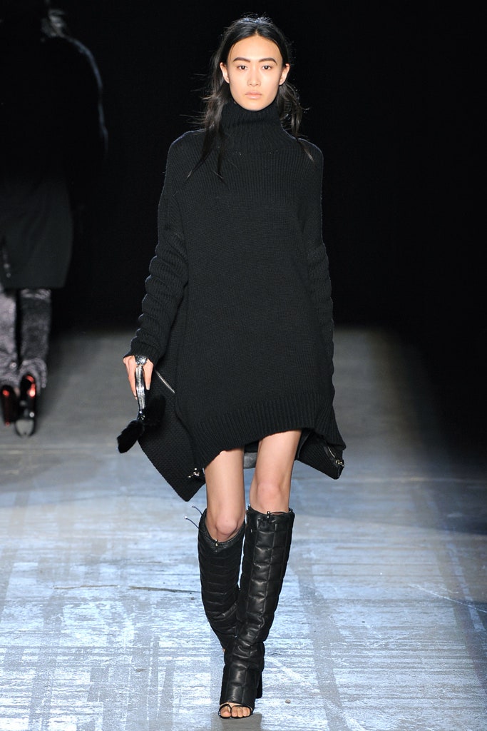 oversized black wool dress