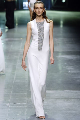 white silk fitted gown
