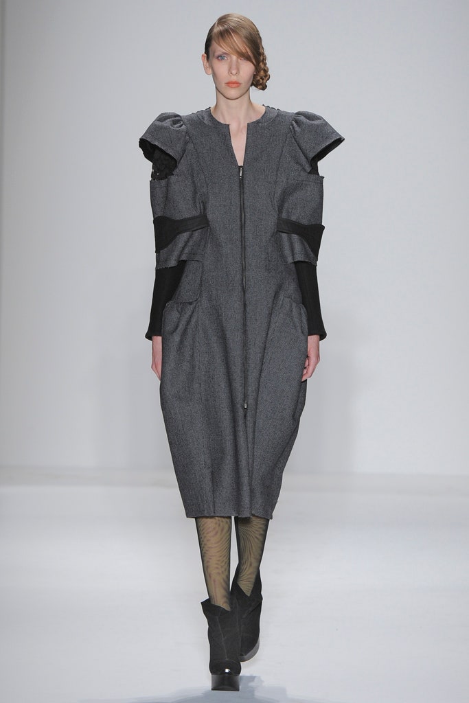 gray wool relaxed midi dress