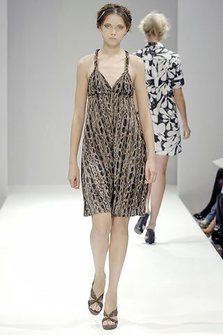 brown printed sleeveless dress