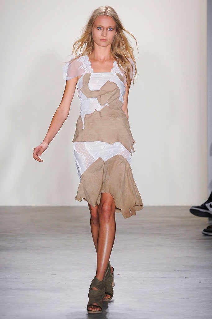 beige and white layered dress