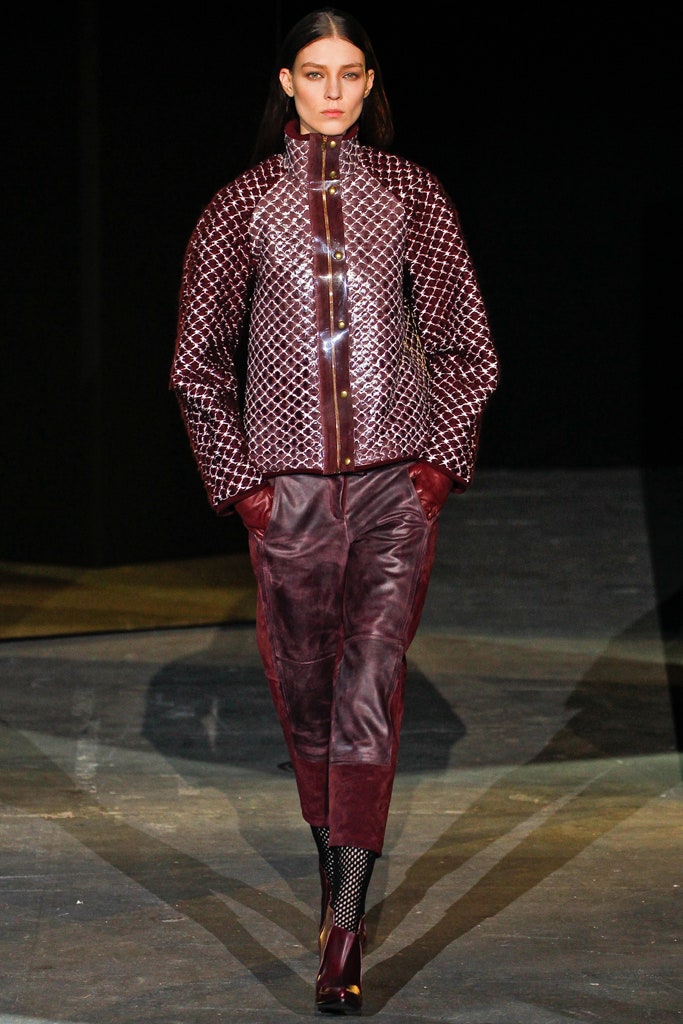 maroon leather long-sleeve collared fitted zippered jacket