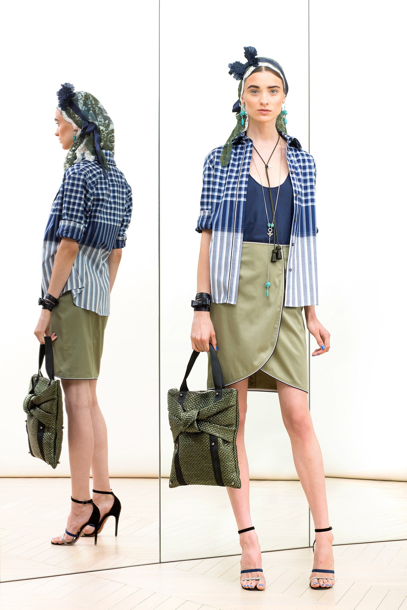 green cotton textured bag