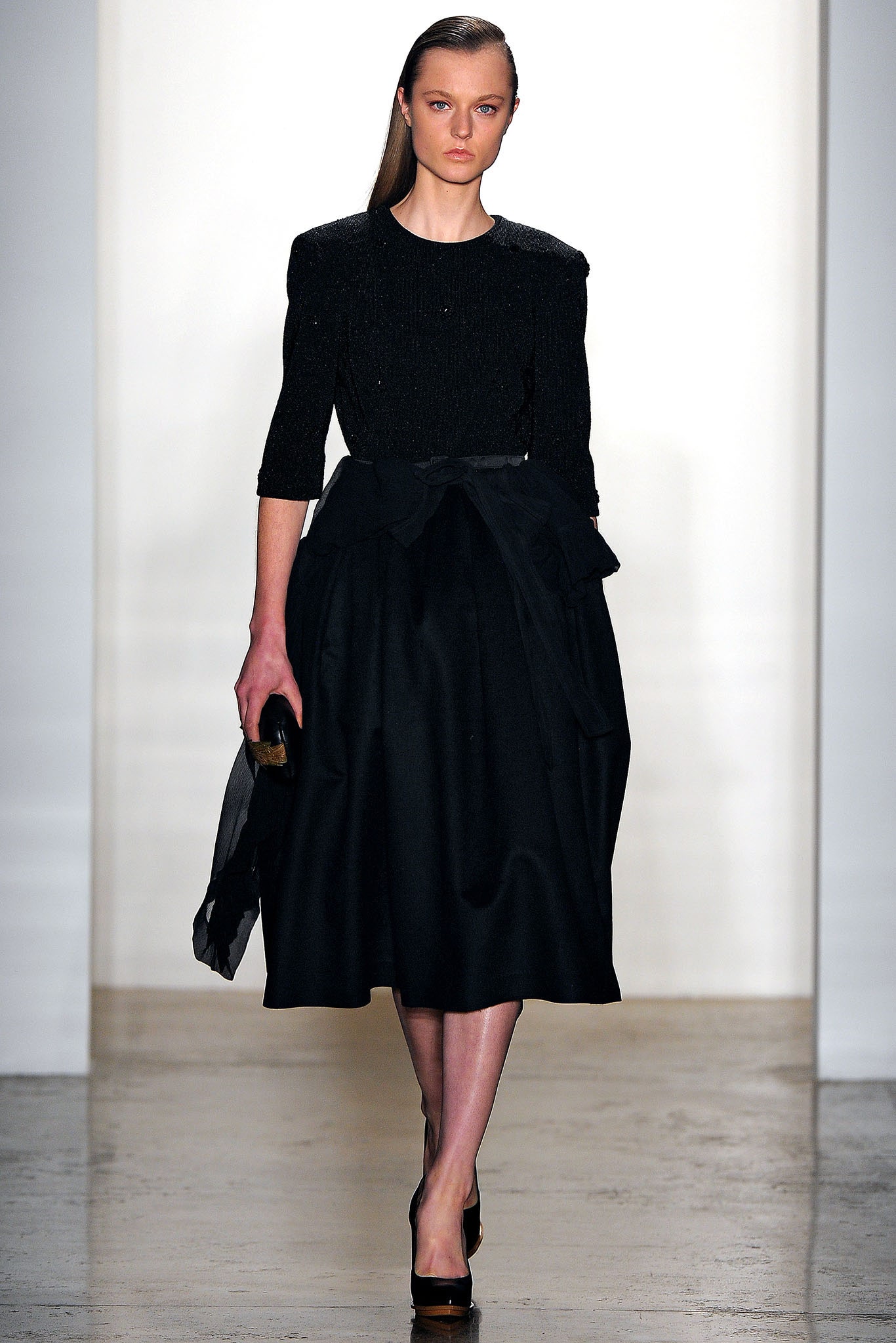 black silk belted midi dress