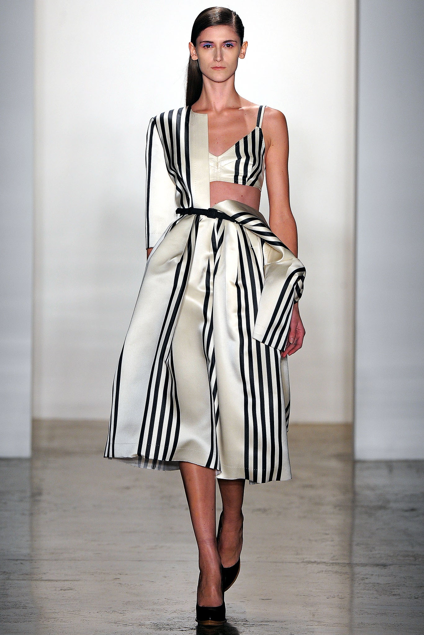 striped silk top and skirt