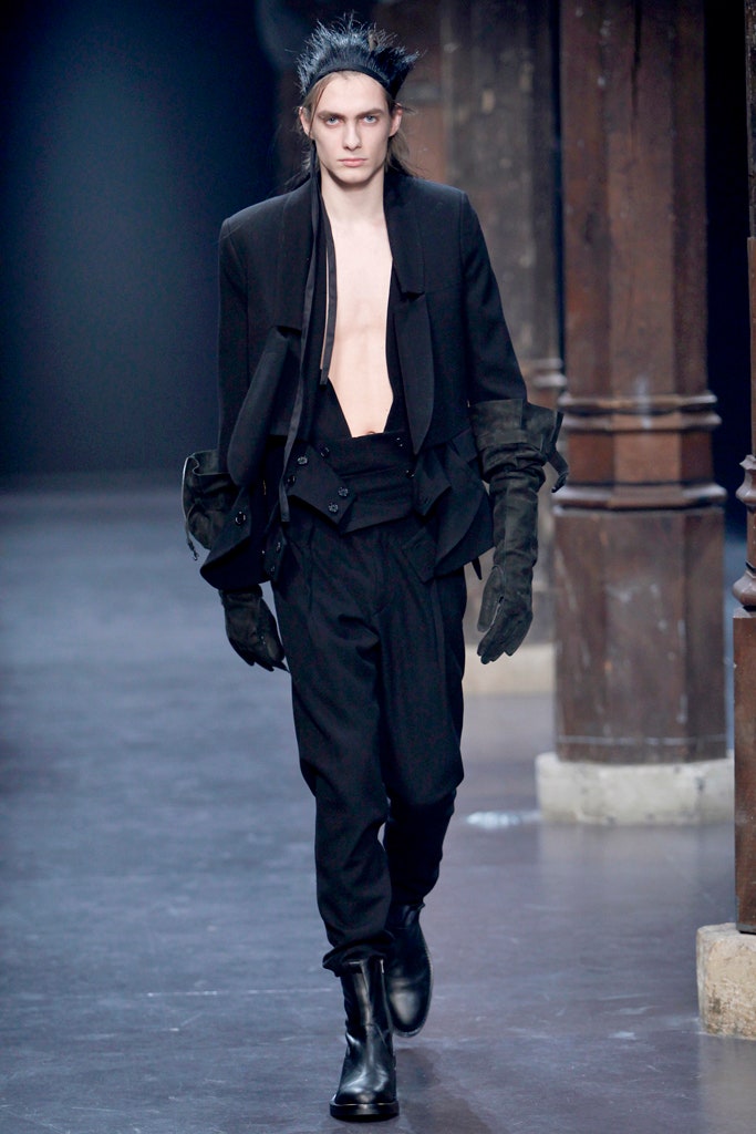 black fitted jacket and relaxed pants