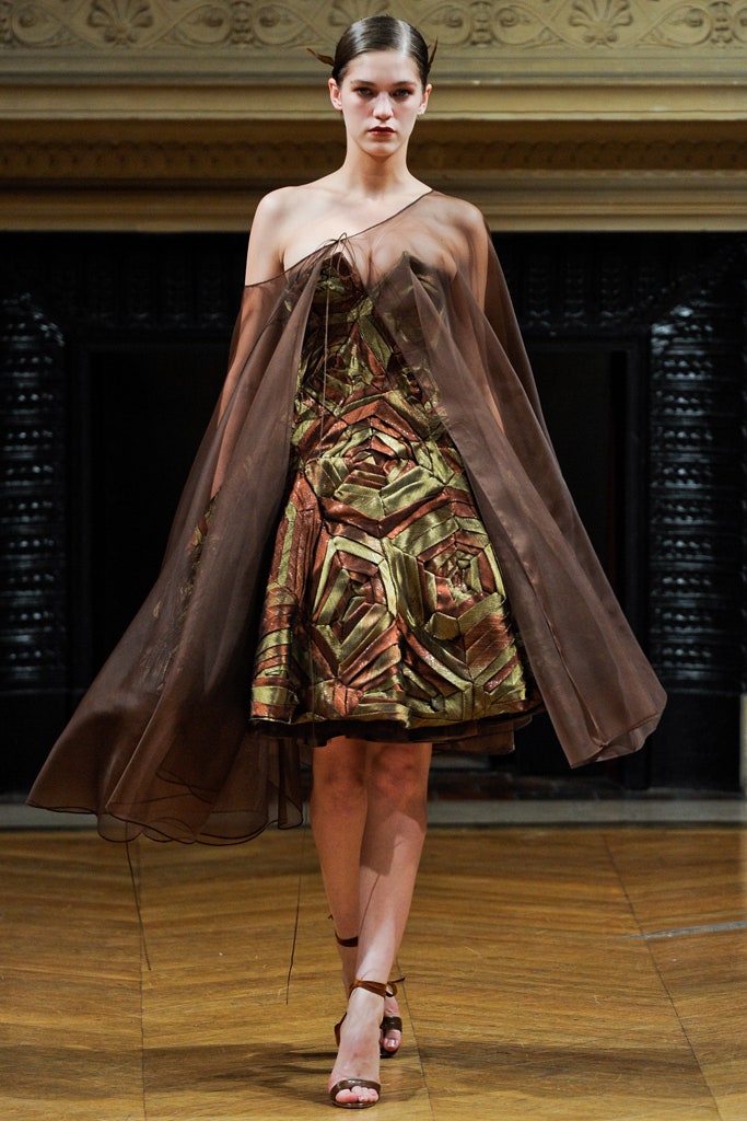 brown silk sleeveless strapless fitted flared mini dress