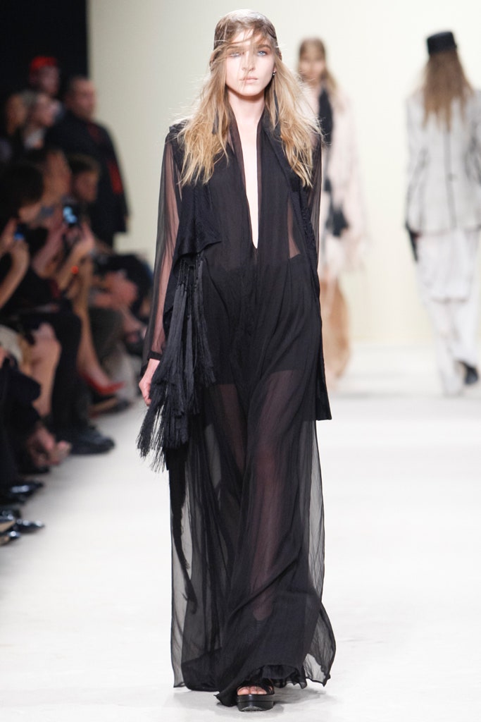black sheer draped maxi dress