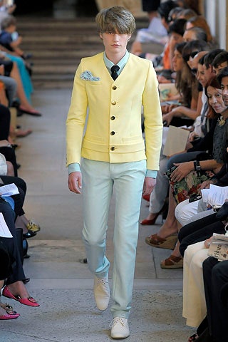 yellow cotton long-sleeve collared fitted buttoned jacket