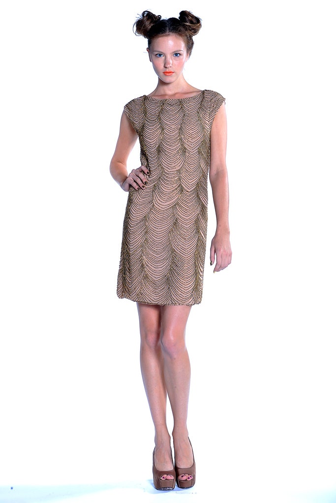 gold metallic fitted dress
