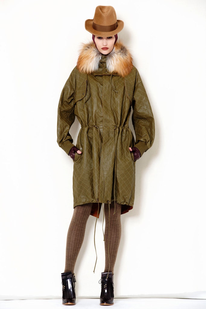 green leather relaxed coat