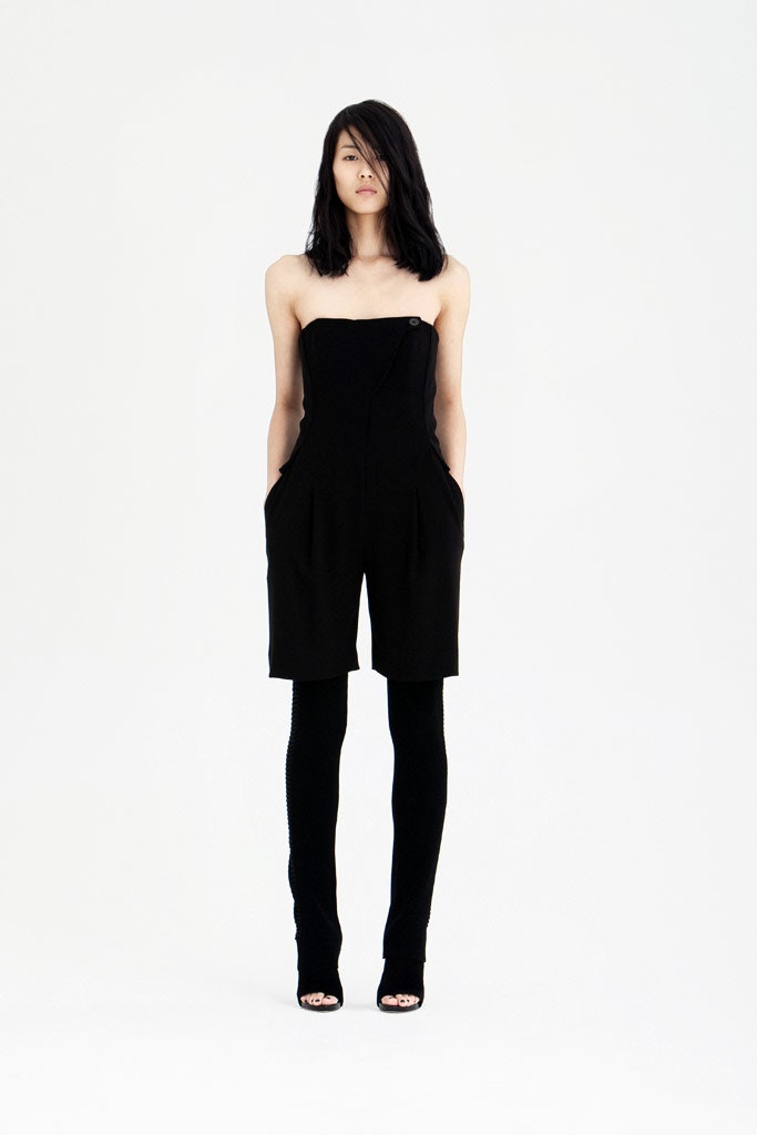 black fitted romper with leggings