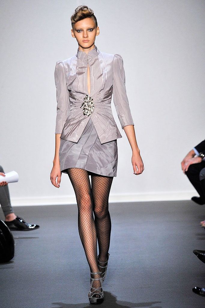 fitted gray silk mini dress