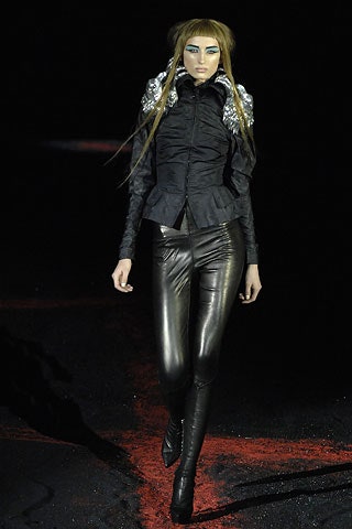 fitted black jacket and leather pants