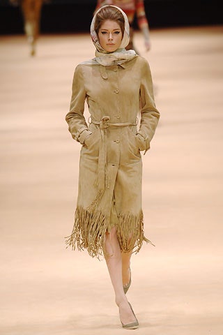 beige suede fringed coat