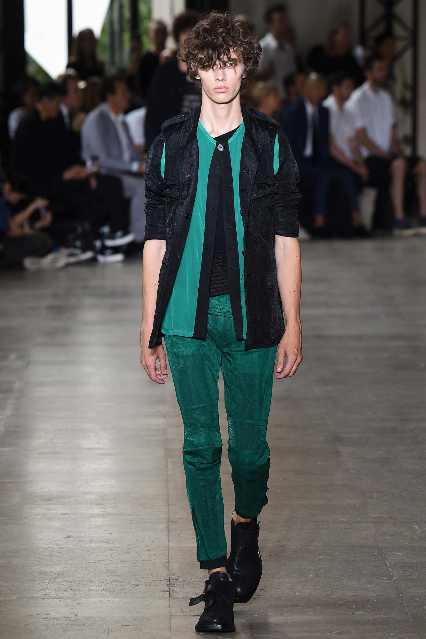 black and green fitted jacket and pants