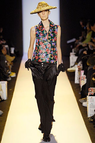 floral silk top with relaxed pants