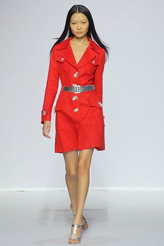 red fitted collared dress