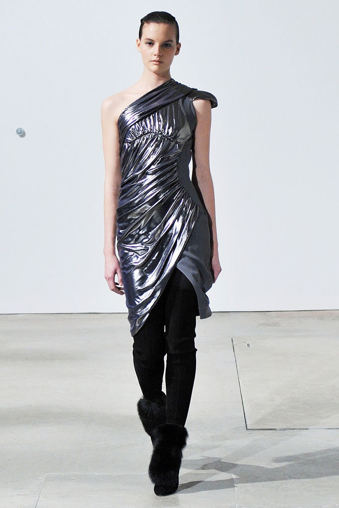 gray metallic asymmetric dress