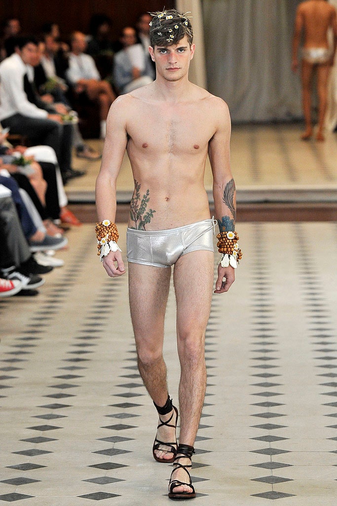 silver metallic swimsuit with accessories