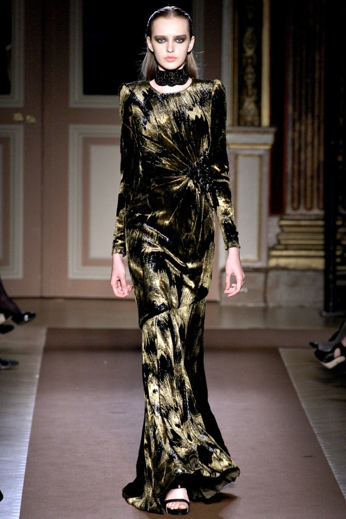black and gold velvet gown