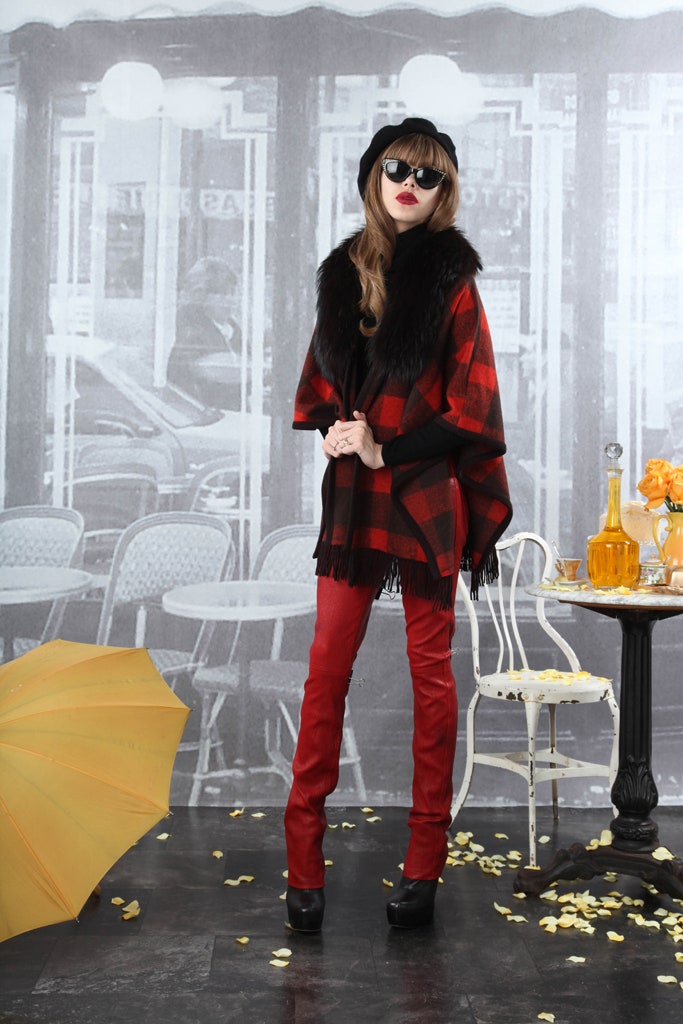 red and black checked poncho
